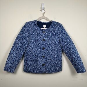 NWT J. Crew Factory Blue Floral Quilted Jacket Size 4 Cottagecore